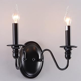 Wall Sconce Lighting Vintage 2-Lights Industrial Wall Mounted Candle Lamp E14 Base Indoor Retro Wall Light Fixtures for Be...