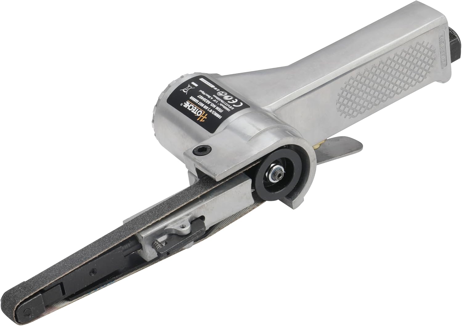 Hoteche 10MM Air Belt Sander, 18000 RPM, 6.0CFM, 10x330mm Belt, Aluminum Body, with 6 Sanding Belts & 3 Universal Inserts, Color Box