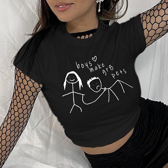 Tuislay Womens Y2k Baby Tee Kawaii Graphic Crop Top Funny Cute Clothes Slim Fit Casual Summer T Shirt for Teen Girls