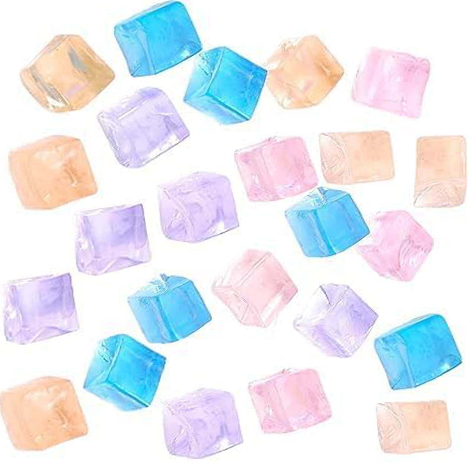 24Pcs Squishy Toys, Transparent Ice Cube Squishy, Mini Jelly Cube Fidget Toy, Small Stress Cube for Birthday Parties and Gifts, Stress Relieving Squishy Cubes (Random Colors)