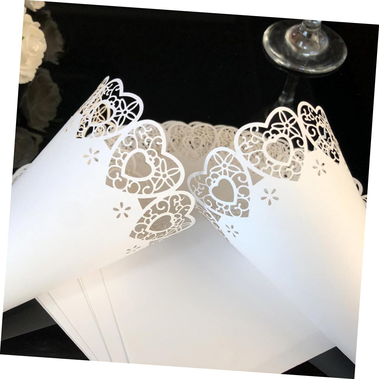 Ipetboom 50pcs Hollow Flower Paper Tubes Lace Design Wrapping Paper Elegant and Versatile for Parties and Weddings