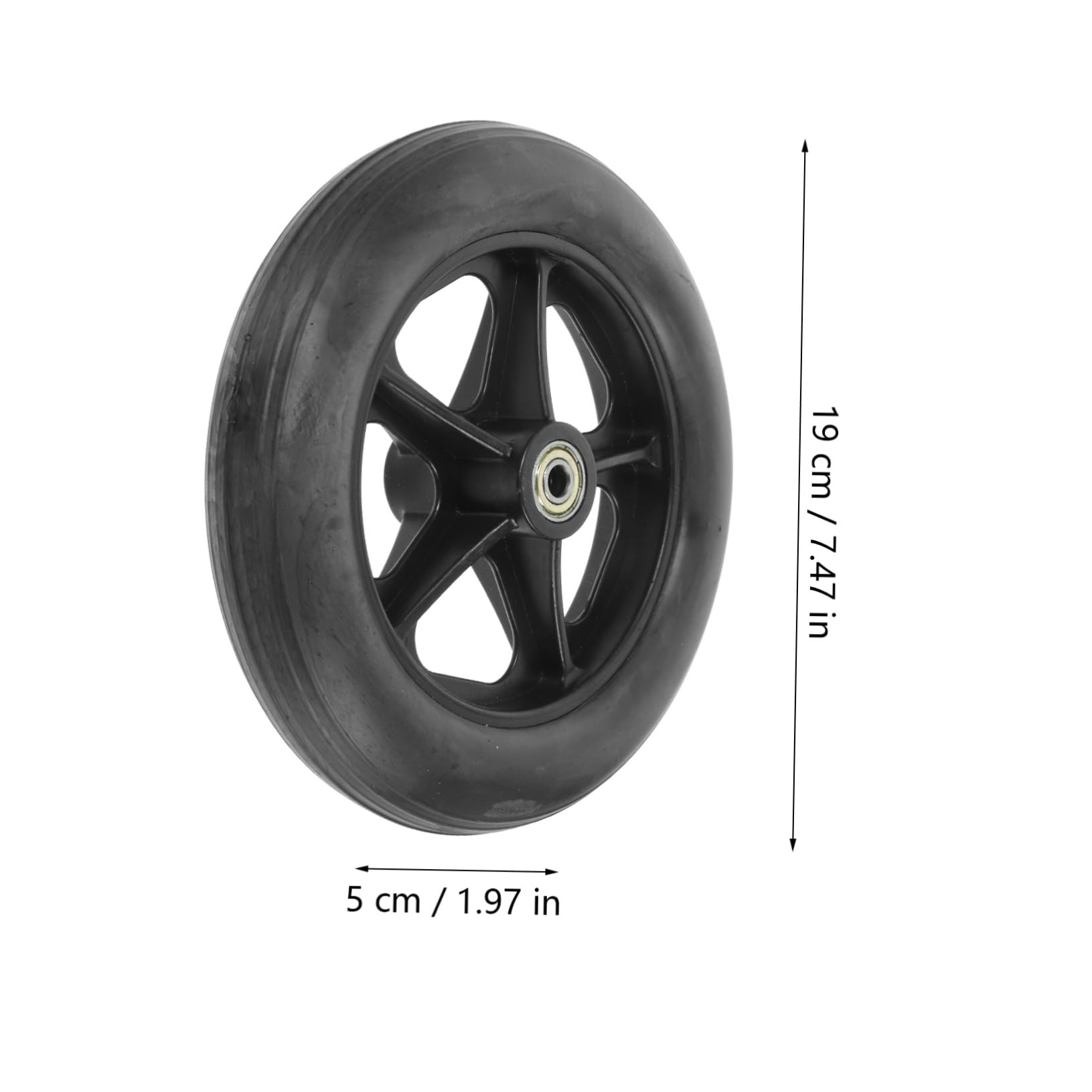 Ruedas Delanteras para Silla de Ruedas 2 Piezas, Goma E Hierro | Diseño Macizo de 8 Pulgadas, Color Negro, Incluye Eje, Montaje Sencillo y Rodaje Estable