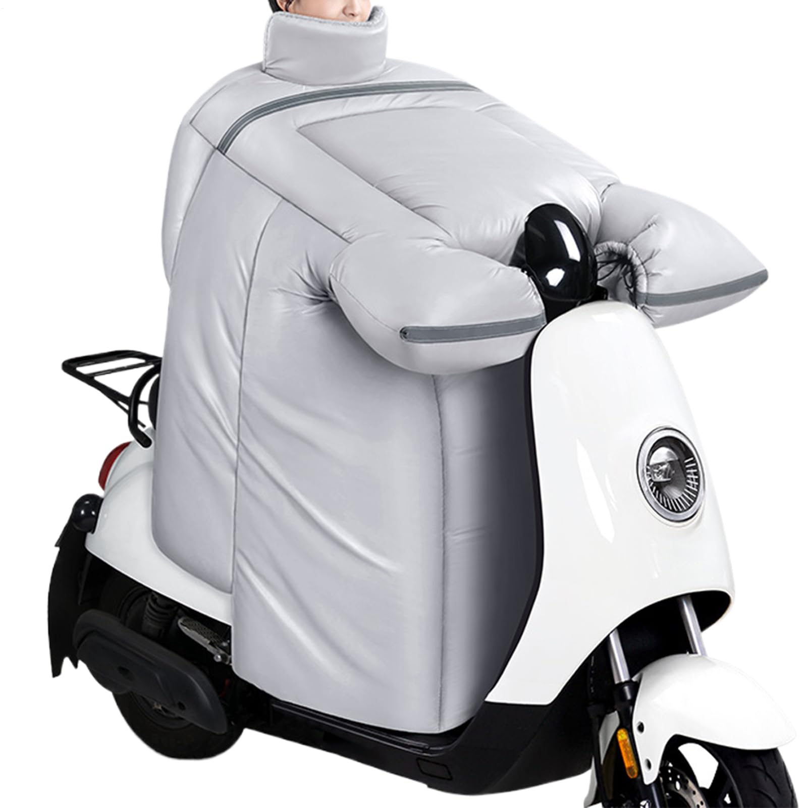 Tablier de moto - Rembourrage matelassé épais imperméable - Jambières chauds doublés en peluche pour moto avec gants - Pour femme - Protection contre les genoux, la poitrine, le cou pendant les