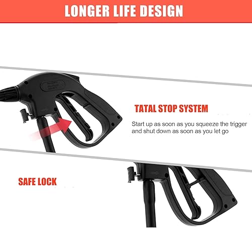 Miniatura 5 de Lavadora a presión eléctrica 5000PSI 2025 2.8GPM Lavadora de alta potencia con 4 boquillas de presión y botella de jabón para el hogar, lavado de