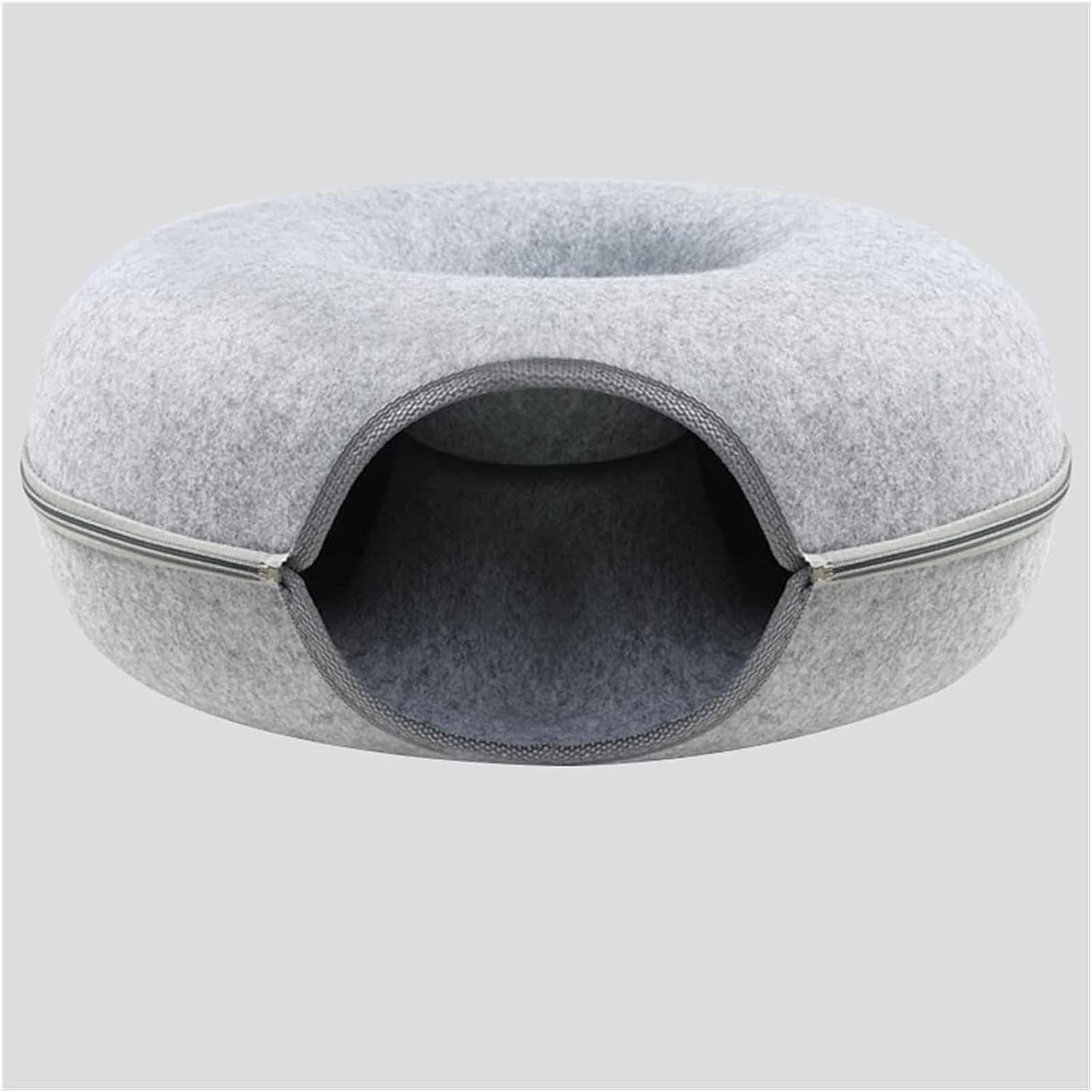 Donut Pet Cat Tunnel Juego Interactivo Toy Cat Bed Doble Uso Hurones Rabbit Bed Tunnels Indoor Toys Cats House (Color : Argento, Size : L)