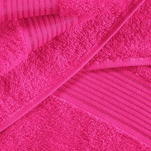 Belizzi Home Ultra Soft 6 Pack Cotton Towel Set, Contains 2 Bath Towels 28x55 inch, 2 Hand Towels 16x24 inch & 2 Wash Coths 12x12 inch, Ideal Everyday use, Compact & Lightweight - Hot Pink - Thumbnail 3