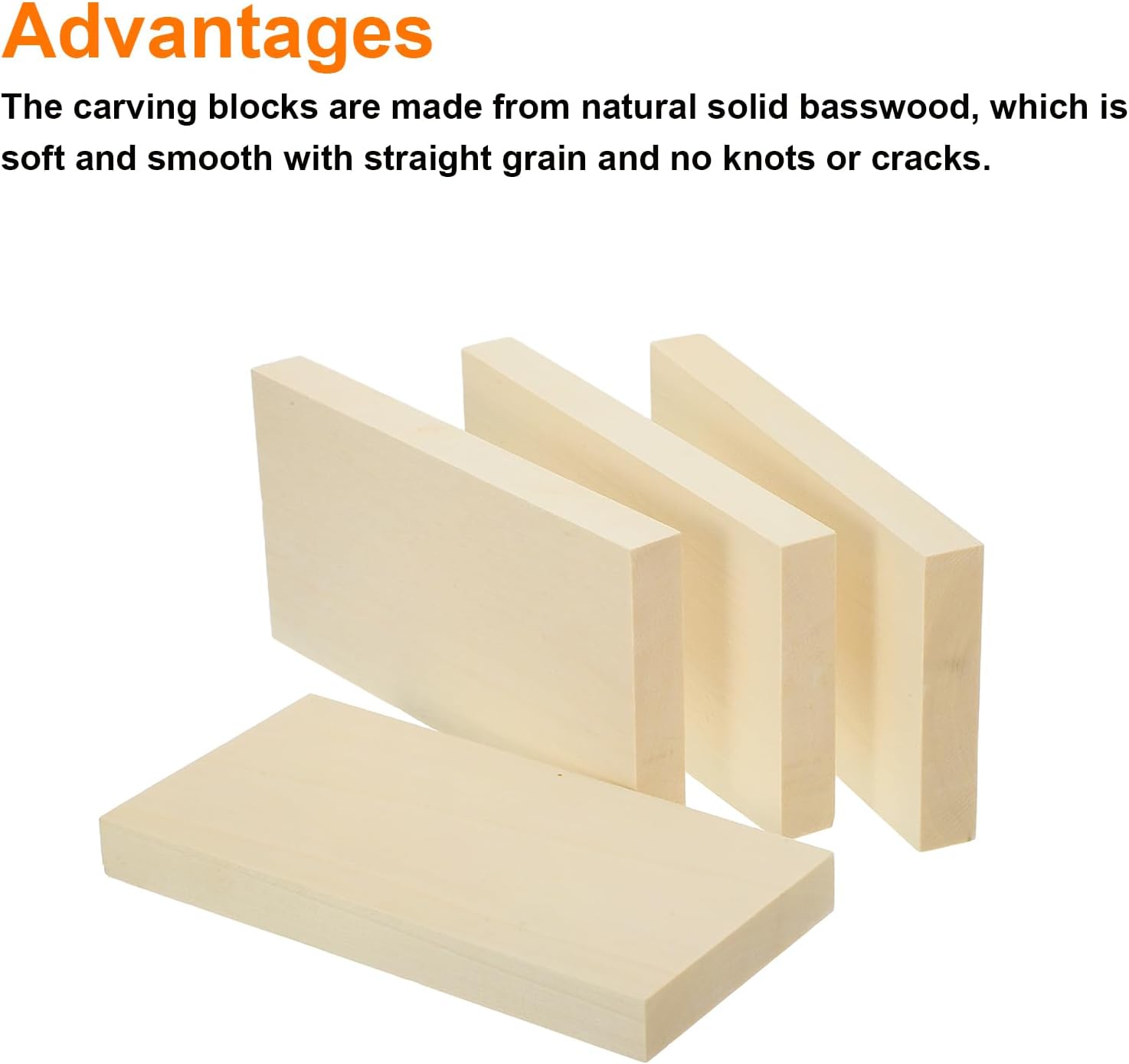 MECCANIXITY 4Pcs Basswood Carving Block, 0.8"x4"x8" Square Wooden Dowels Blocks Wood Pieces for DIY, Arts Decoration, Crafts Whittling, Hand Carved