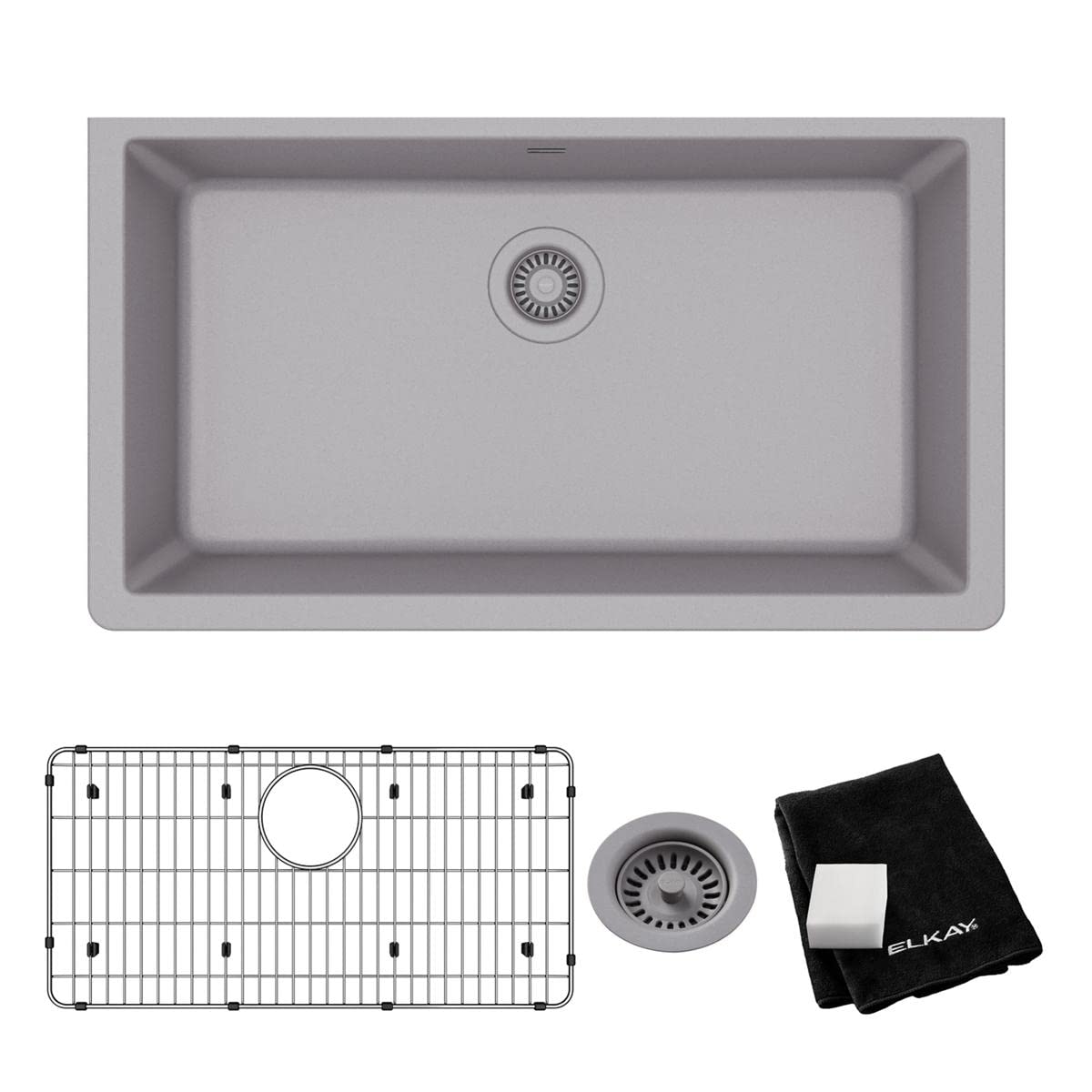 Elkay Quartz Classic ELGRU13322GS0C 33" Single Bowl Undermount Sink Kit