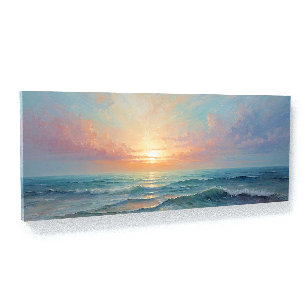 Sense Canvas Calm Serene Horizon Harmony 57 Canvas Art - Home Decor Wall Art Print Poster Painting Large 40x16 / 0.75"