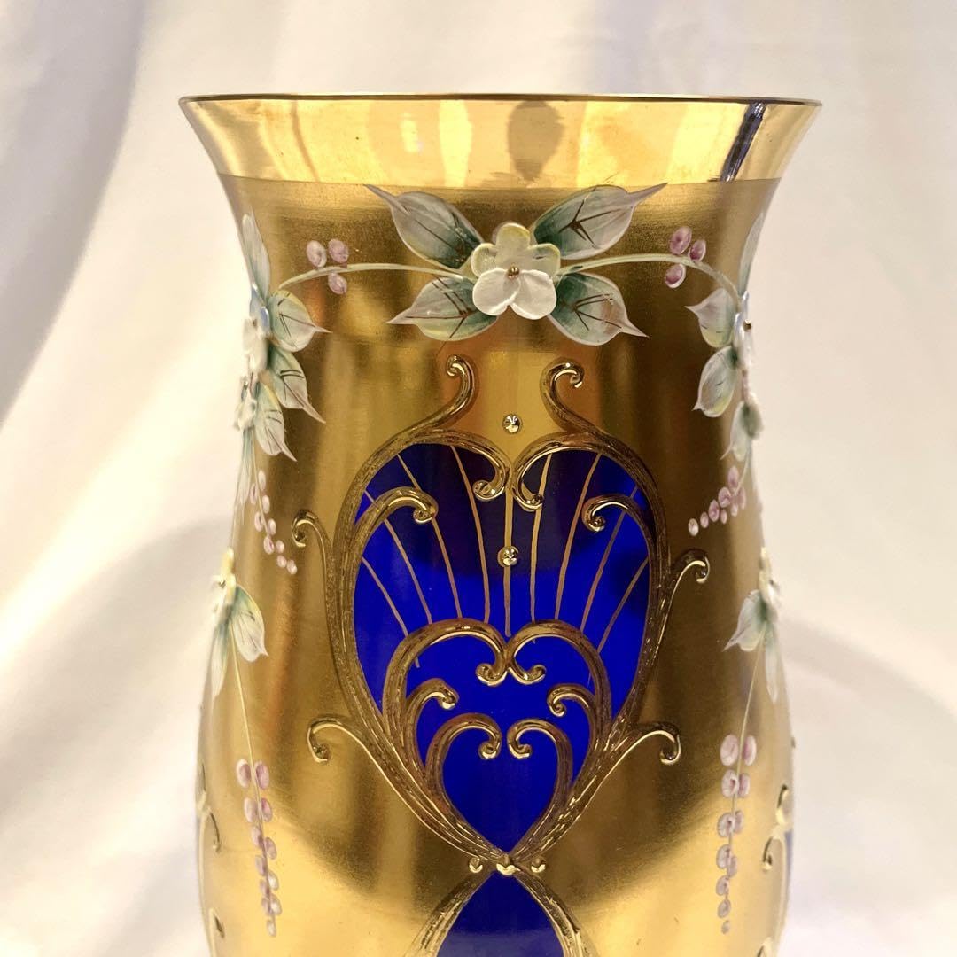 ベネチアングラス gold BOHEMIA 花瓶 花器 金彩 ボヘミアングラス