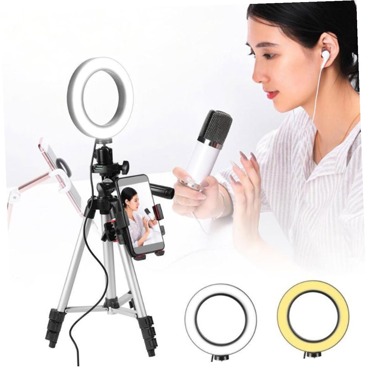 Gatuida Luce Ad Anello Led Con Supporto Per Treppiede Per Video Streaming in Diretta e Trucco Luce Led Per Fotocamera Supporto Per Telefono Cellulare