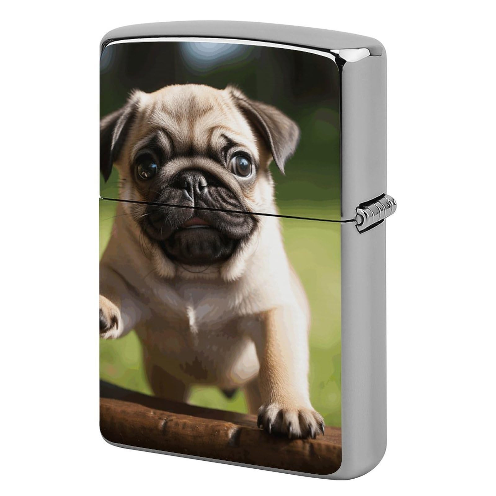 Pug Puppies Lighter Case for Men, Personalized Lighter Cover for Valentine's Day Gifts, Flip-Top Lighters Shell for Outdoor, Portable Lighters Protective Sleeve