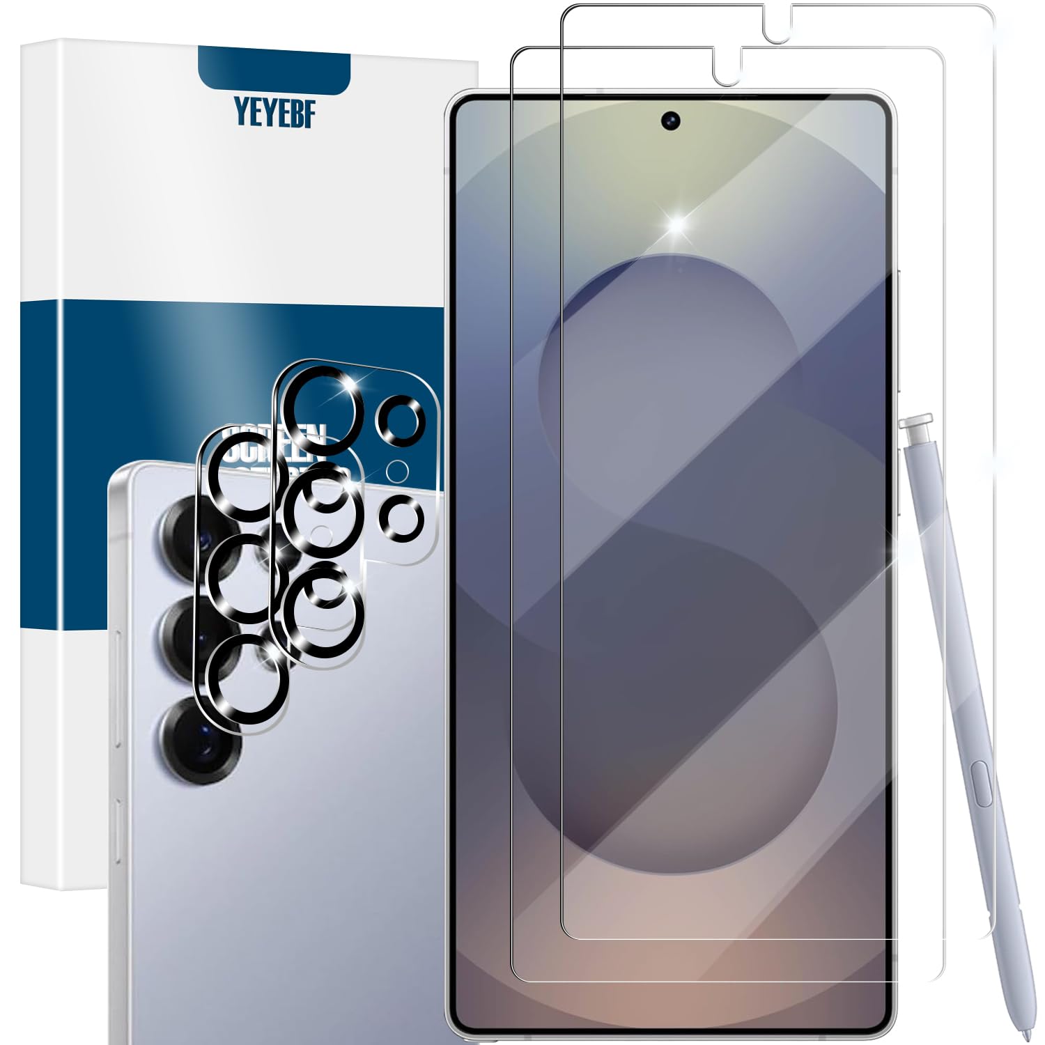 YEYEBF Screen Protector for Samsung Galaxy S25 Ultra, [2+2 Pack] Tempered Glass for Galaxy S25 Ultra & Camera Lens Protectors[Ultrasonic Fingerprint