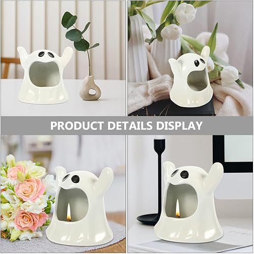 Miniatura 4 de Didiseaon Decoración para el hogar, 2 piezas, candelabro, mesa, decoración de porcelana blanca, portavelas de cerámica de Halloween, regalo de