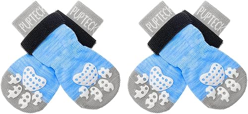 PUPTECK Calcetines antideslizantes para perros con agarres de doble cara para perros pequeños, medianos y grandes, suelos de madera dura que evitan