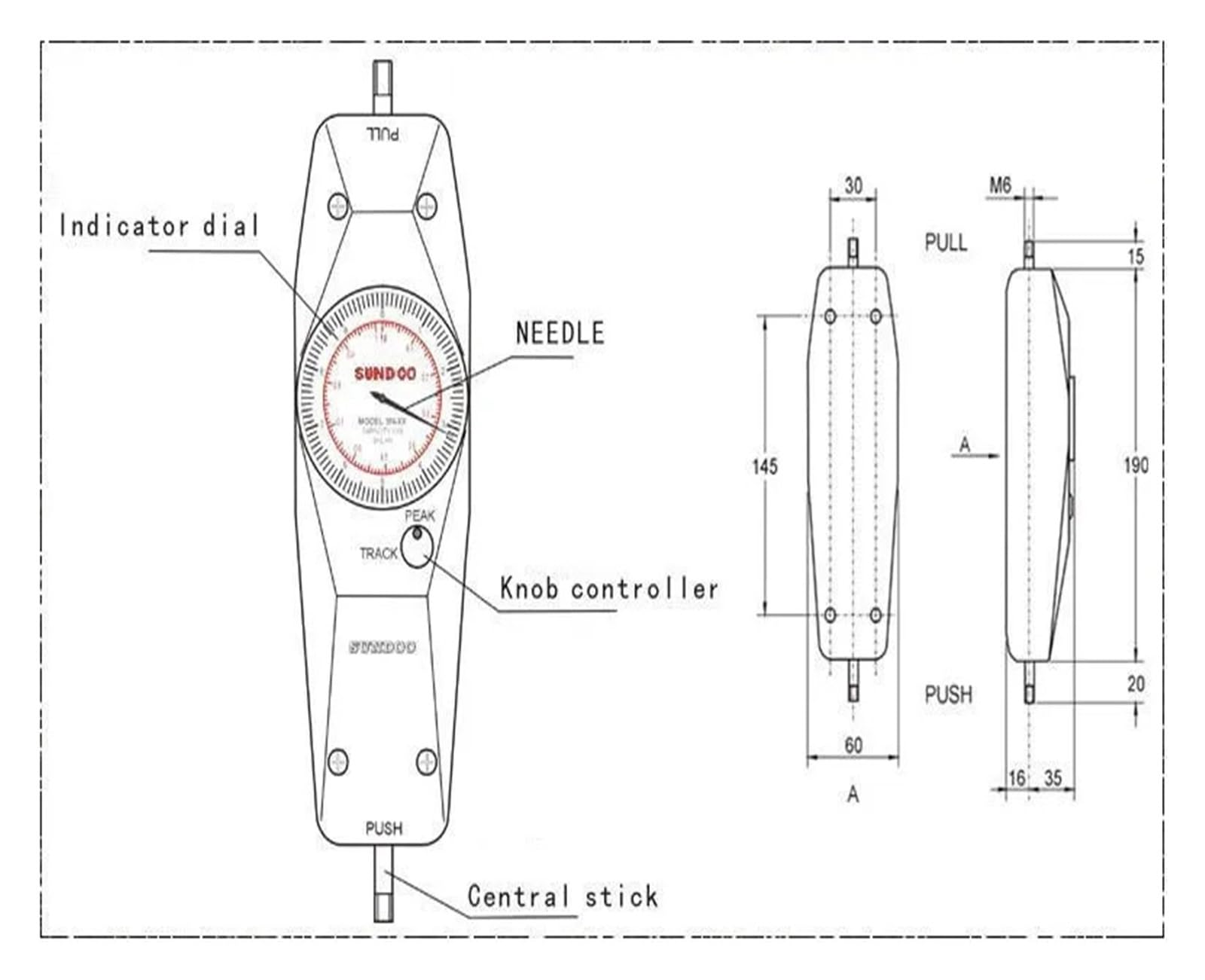 Cyfrowy miernik push-pull serii 10N-500N analogowy miernik siły analogowy tester push pull wydajne wyjście danych (Sn 50)