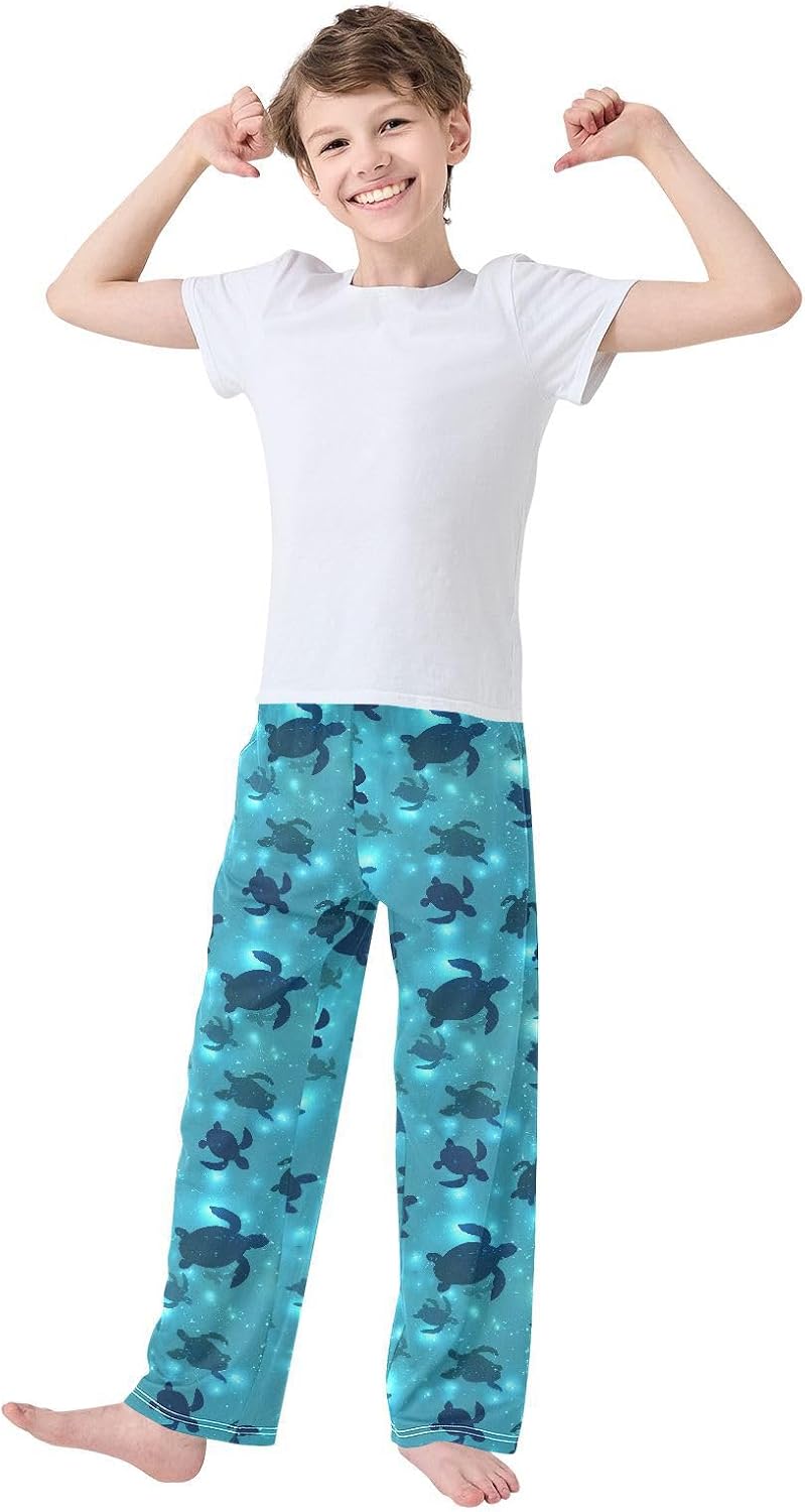 Pfrewn Pajama Pants Pizza White Doodle Casual Lounge PJ Bottoms with Pockets, S