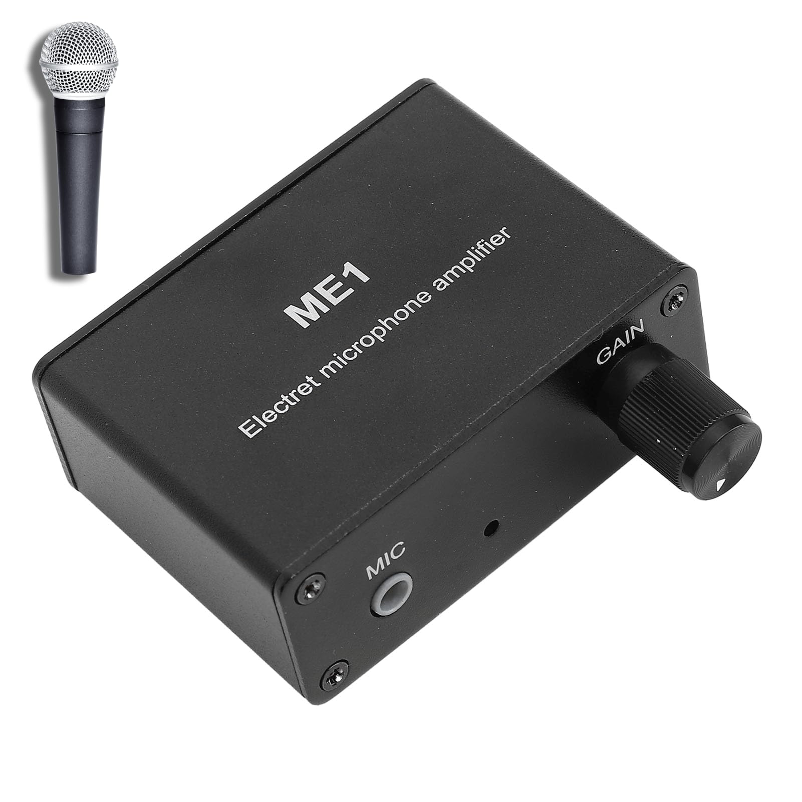 Amplificateur de Microphone, Amplificateur de Microphone à Condensateur à Gain Réglable de 0 à 20 DB avec Batterie de 150 MAh pour la Formation, la Présentation
