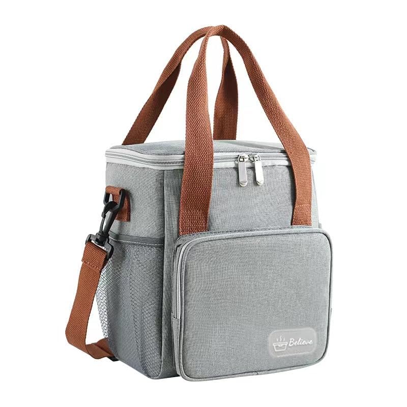 GION Insulated Lunch Bag for Office Women Men Tiffin Storage Bag Thermal Hot Cool Food Storage Bag - Reusable Food Cooler Lunch Box Bag with Removable Shoulder Strap (Grey) (1Pcs) (B0DBVGNLCD) Amazon Price History, Amazon Price Tracker