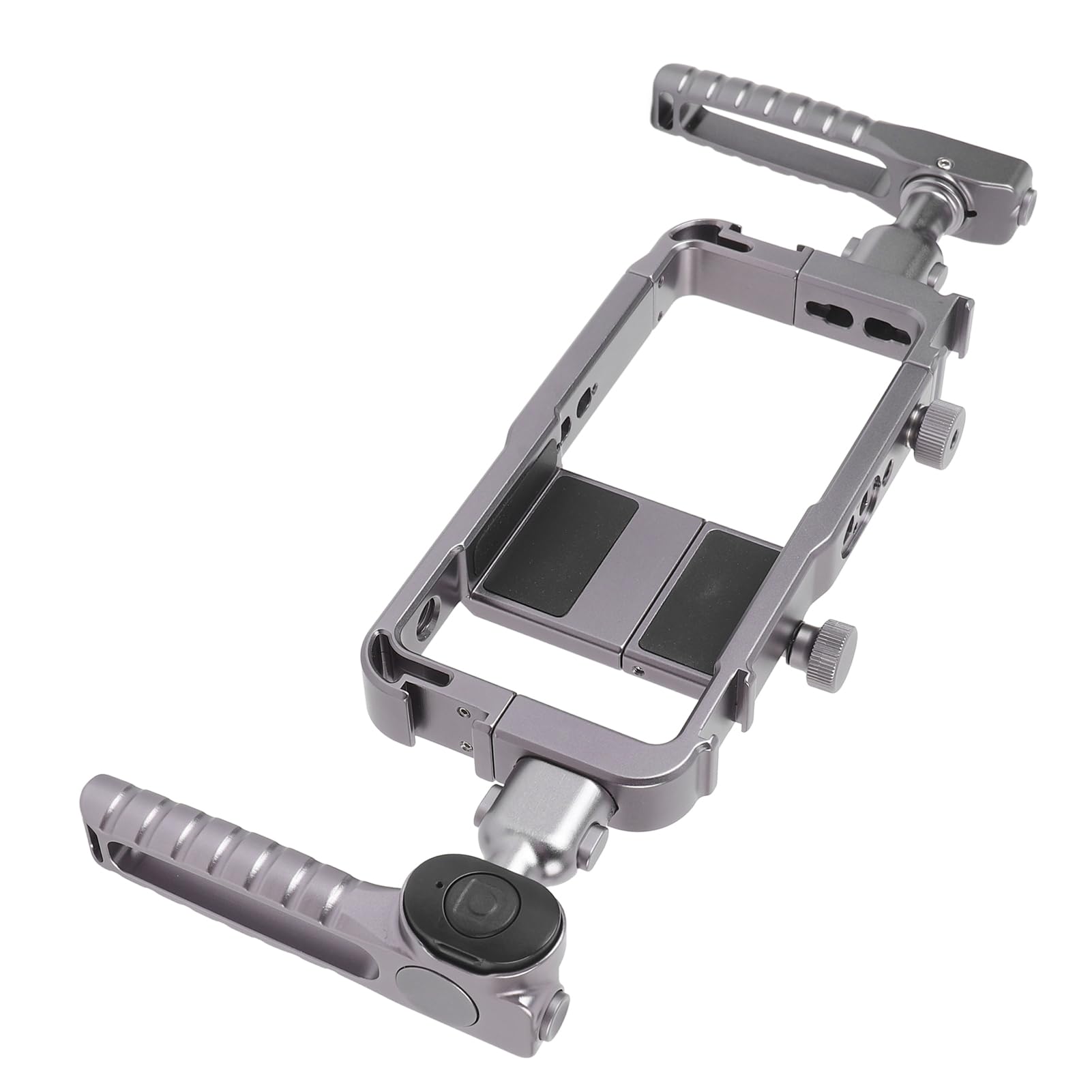 AMONIDA Impianto Video per Smartphone, 2 Maniglie Rimovibili, Slitta Fredda, Foro per Vite da 1/4 Pollice 3/8 Pollice, Stabilizzatore Gabbia Telefono, Ideale per Registrazione Video e Produzione