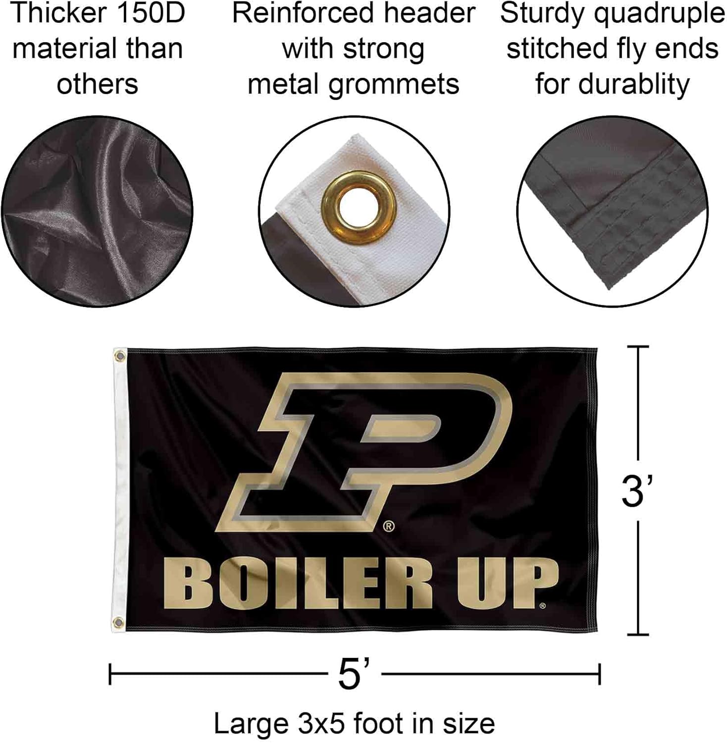 College Flags & Banners Co. Purdue Boilermakers Boiler Up Flag - Image 2
