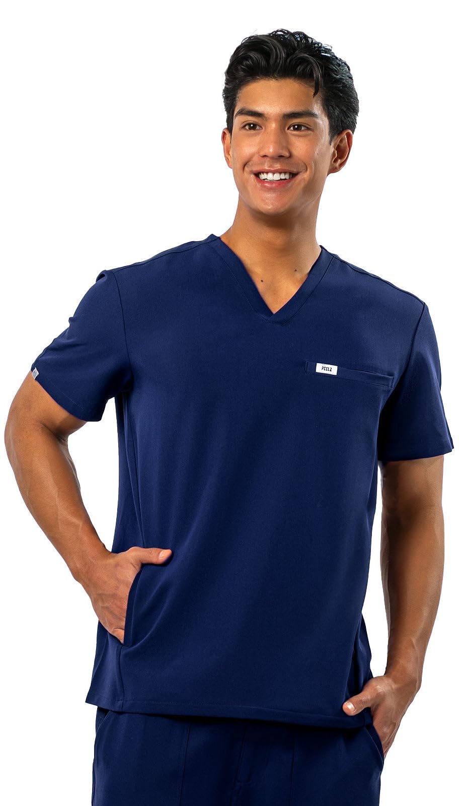 Peelz Peter 4-Pocket V-Neck Scrub Tops for Men - Soft Stretch Fabric Top, Men's Scrubs, Slim Fit