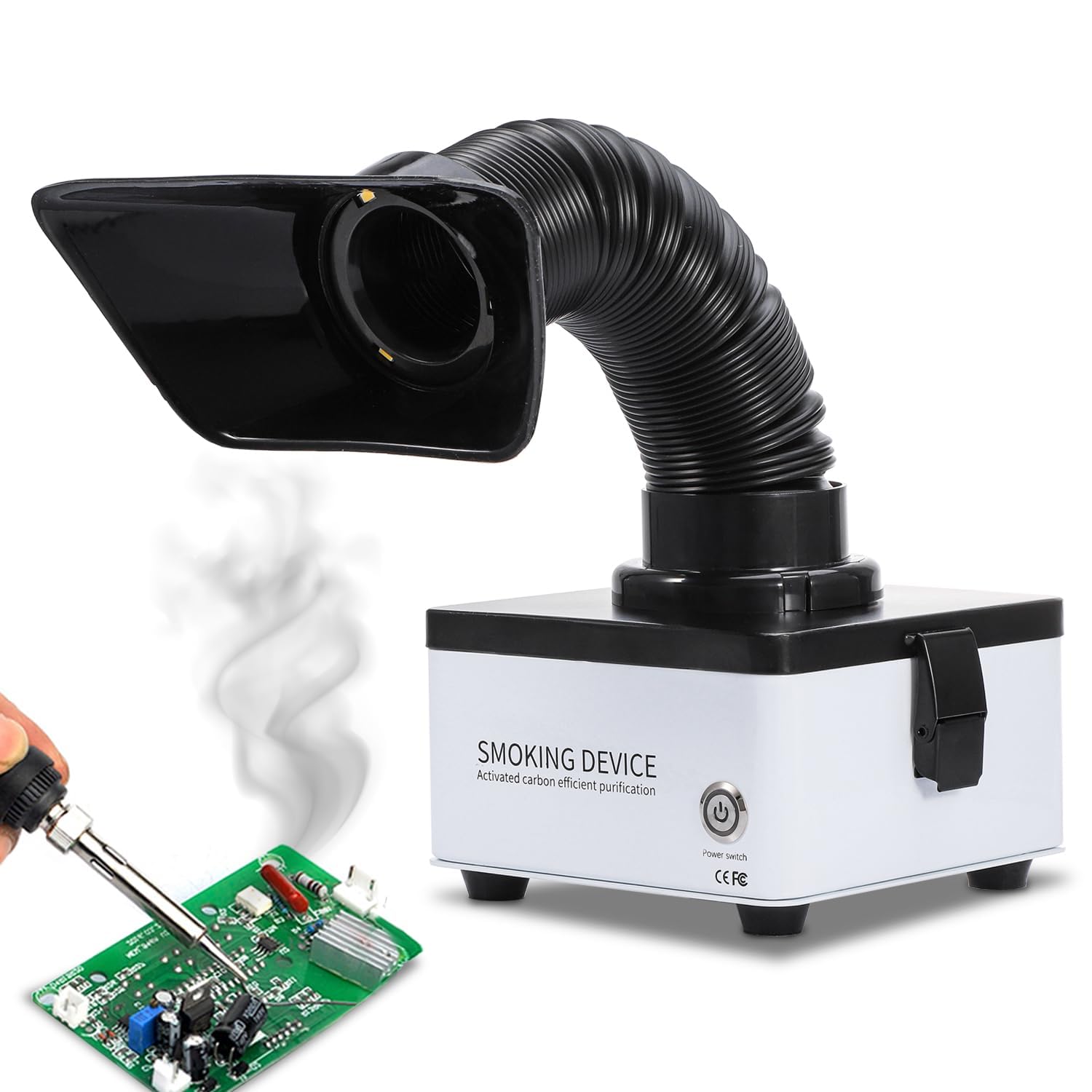 Extractor de humo de soldadura, 50 W, manguera de succión fuerte, absorbente de humo para soldadura, filtro portátil para absorber humo de soldadura, equipo de extracción de ventilador de bricolaje