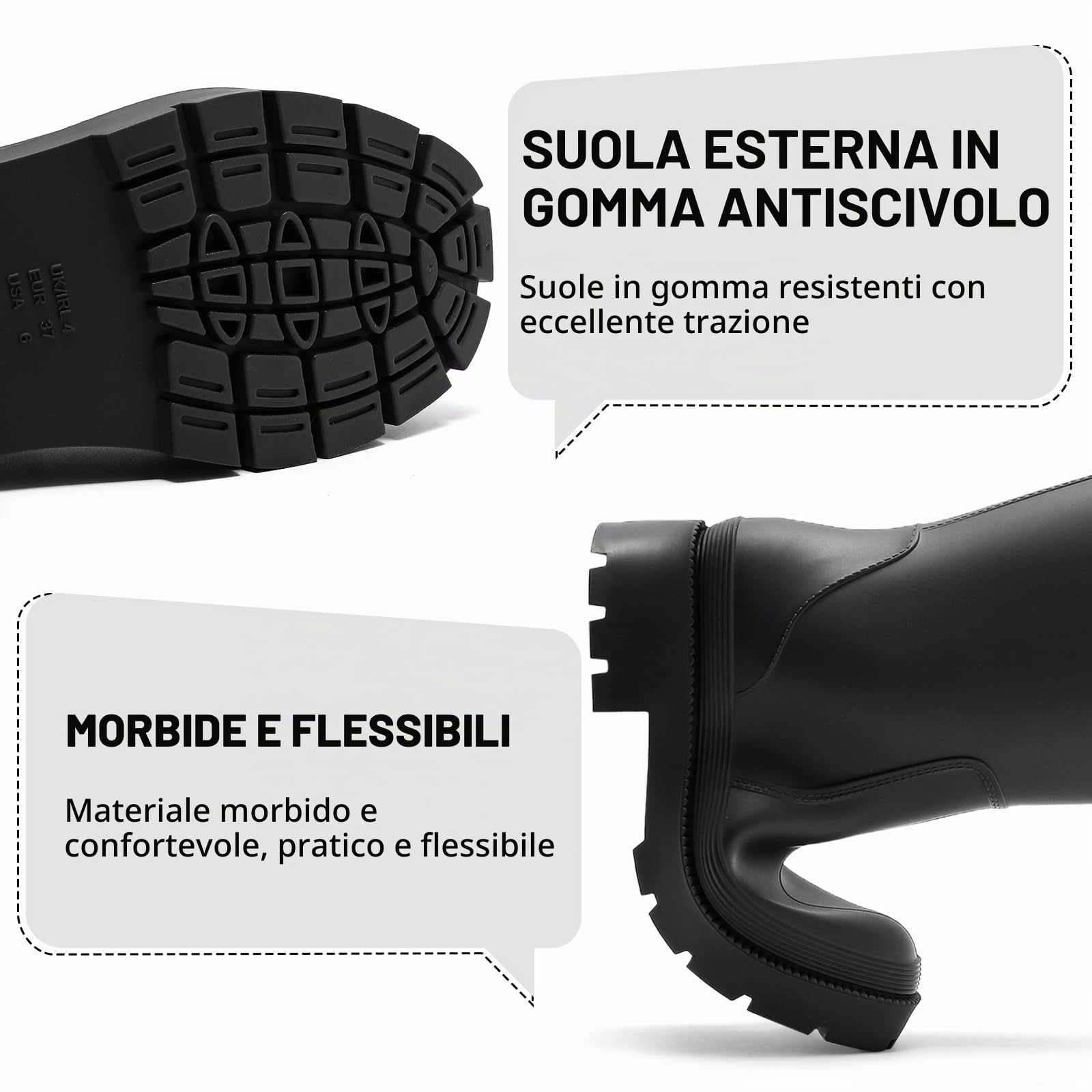 Stivali Gomma Pioggia Donna, Impermeabile Alti Boots, Leggero Galosce Per Esterni Stivaletti Da Pesca