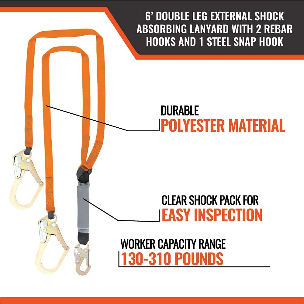 Flash Deals - 40% OFF Malta Dynamics Fall Protection Six-Foot Double Leg External Shock Absorbing Lanyard with Two Rebar Hooks and One Steel Snap Hook, OSHA/ANSI Compliant Best Review Malta Dynamics Fall Protection Six-Foot Double Leg External Shock Absorbing Lanyard with Two Rebar Hooks and One Steel Snap Hook, OSHA/ANSI Compliant