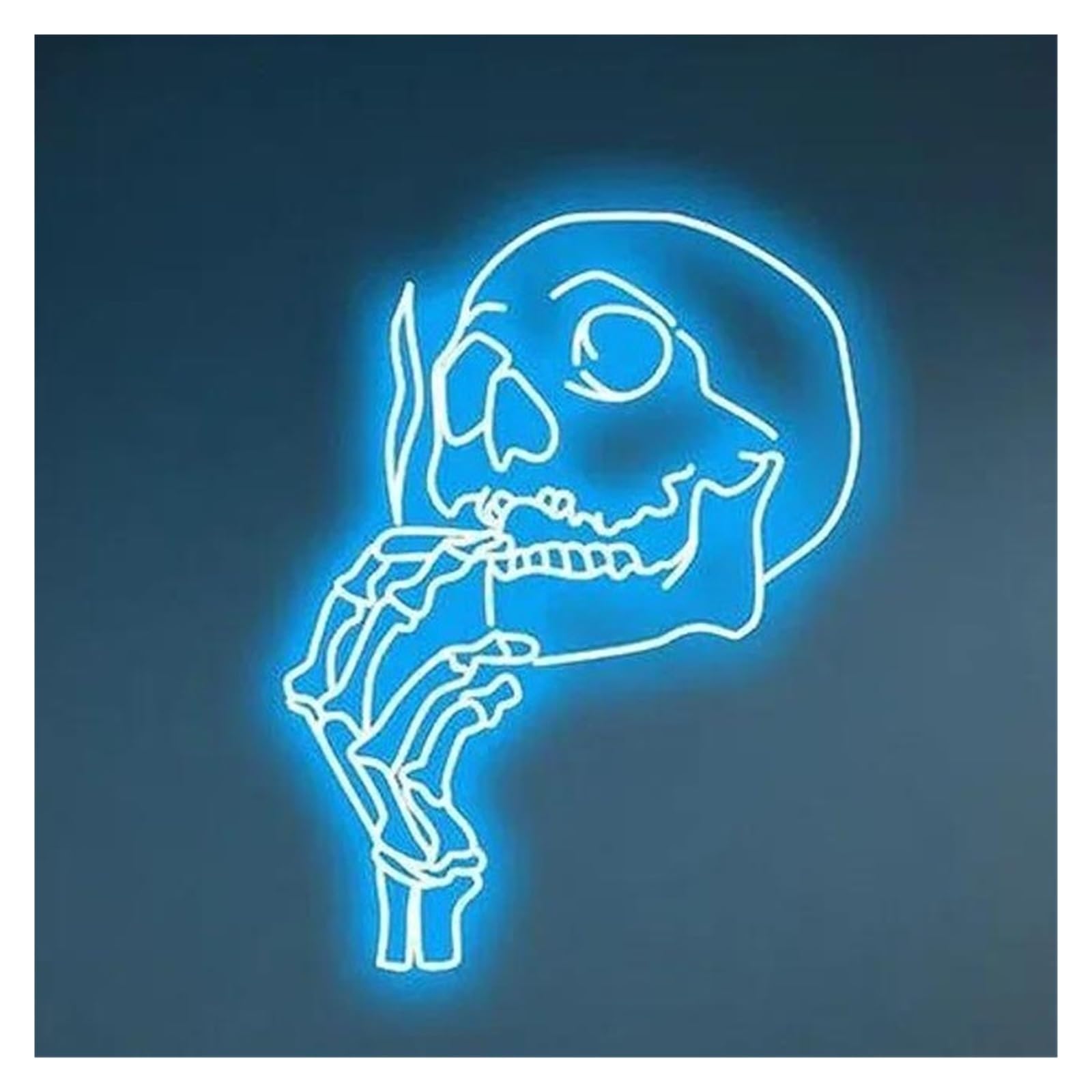 Lemst Light Blue Signs Lamp Skull Head Neon Sign Light Usb Powered For Gaming Room Bar Bedroom Man Cave Party Personalized Aesthetic Wall Art Decor 50Cm(Light Blue)