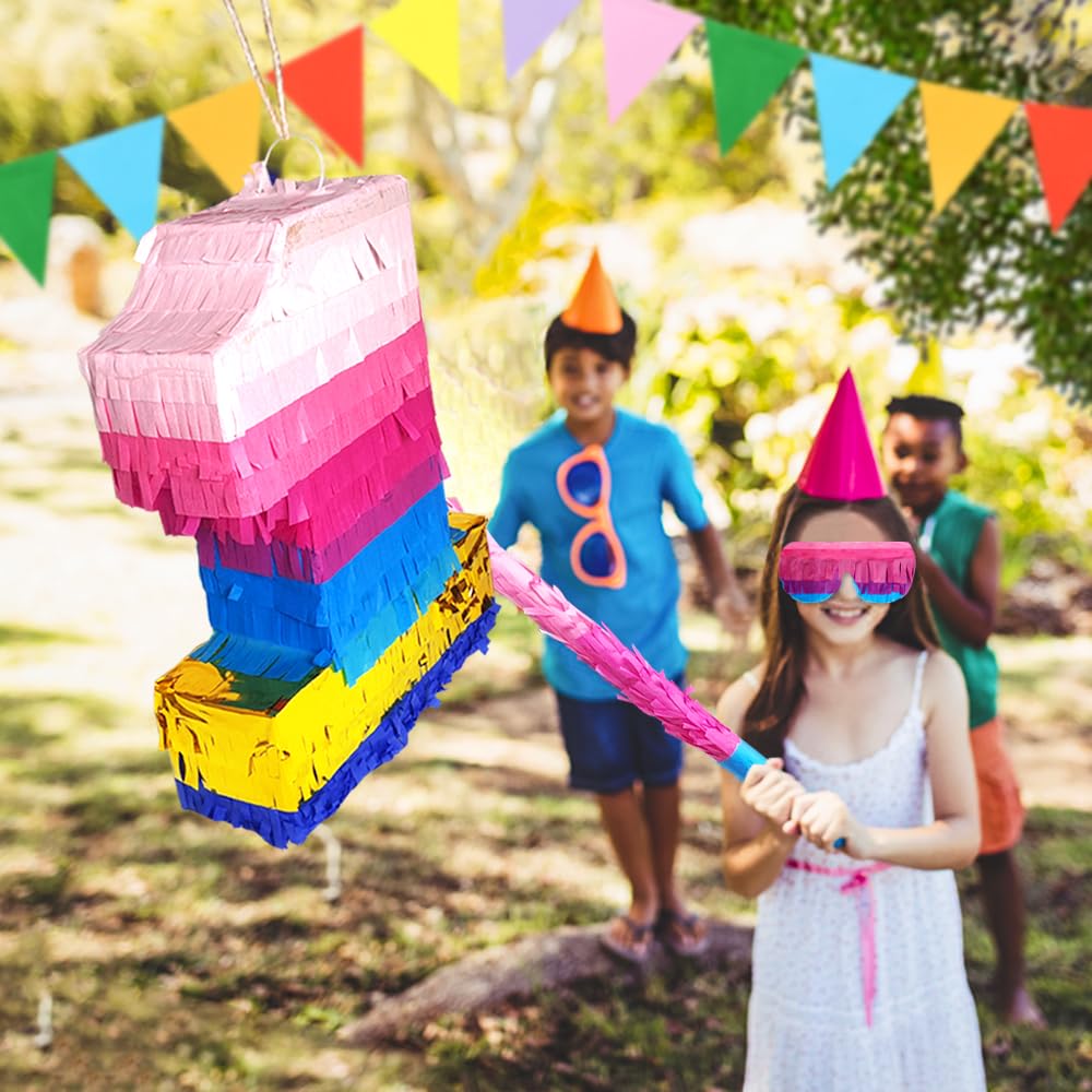 Number 1 Pinata For 1st Birthday - Pink & Blue Party Supplies With Stick & Blindfold