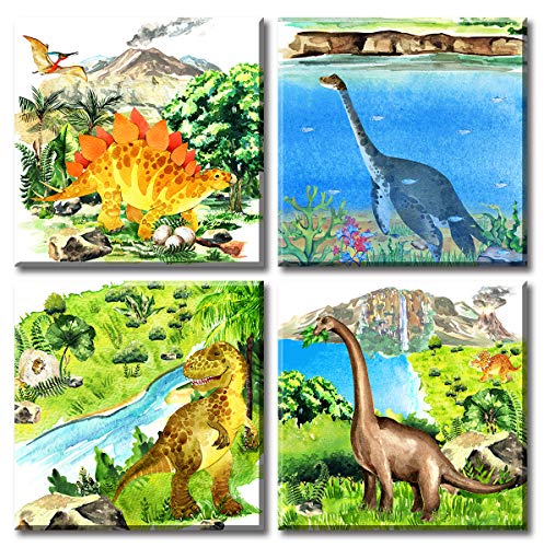 BLINFEIR - Nature Dinosaur Wall Art Child Cartoon Tyrannosaurus Herbivorous Dragon Girl Boy