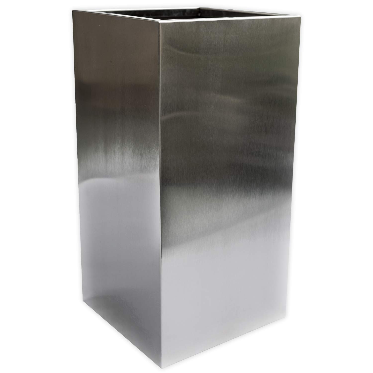 Köhko® Viva Designer Planter Stainless Steel 45 x 45 x 80 cm Matte Brushed Flower Pot Square & Large — image 1