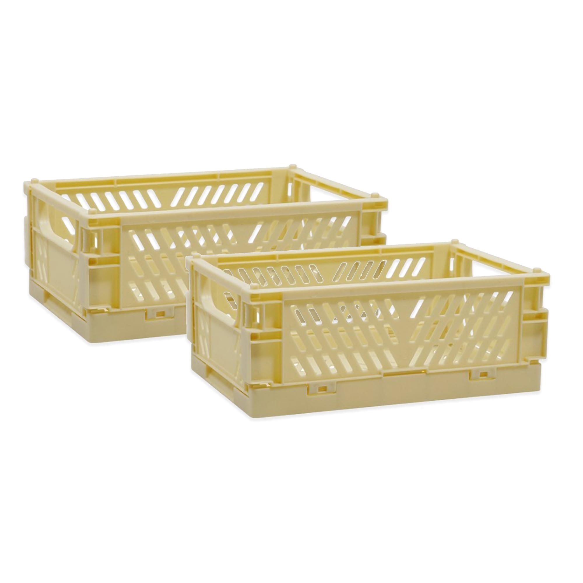 Kuber Industries Beige (Set Of 2) Small & Rugged Plastic Basket For Storage - For Kitchen, Makeup, Toiletries & Bathroom Items