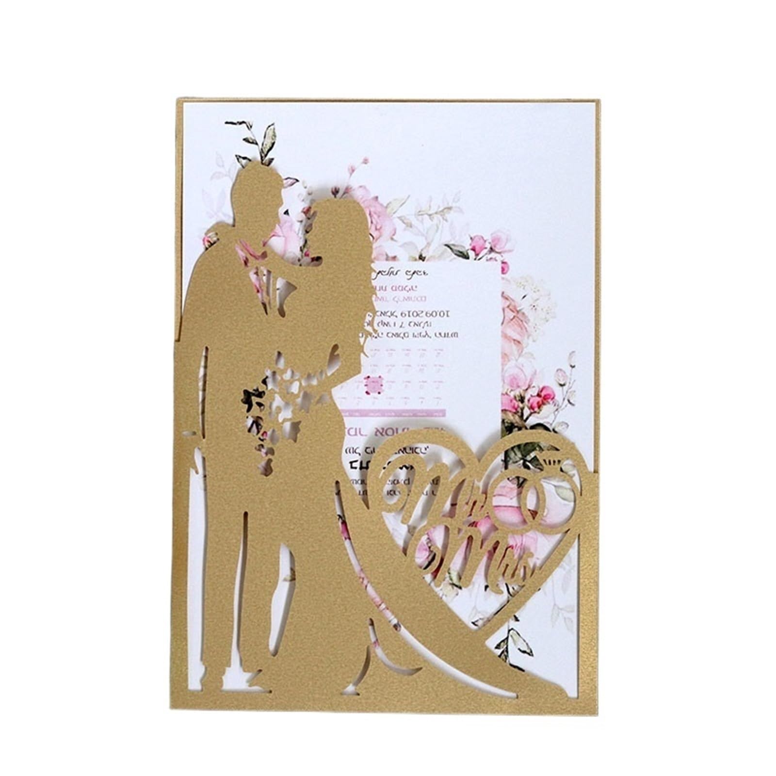 Tarjeta Boda 25 Pcs Wedding Invitations Personalized Print Bride Groom Engagement Invite Card(Color3,Outside cover only)