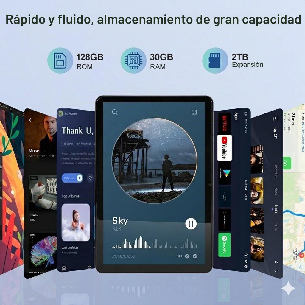 Tablet 10 Pulgadas, Android 15, 30GB RAM+128GB ROM, Pantalla IPS HD-Verde