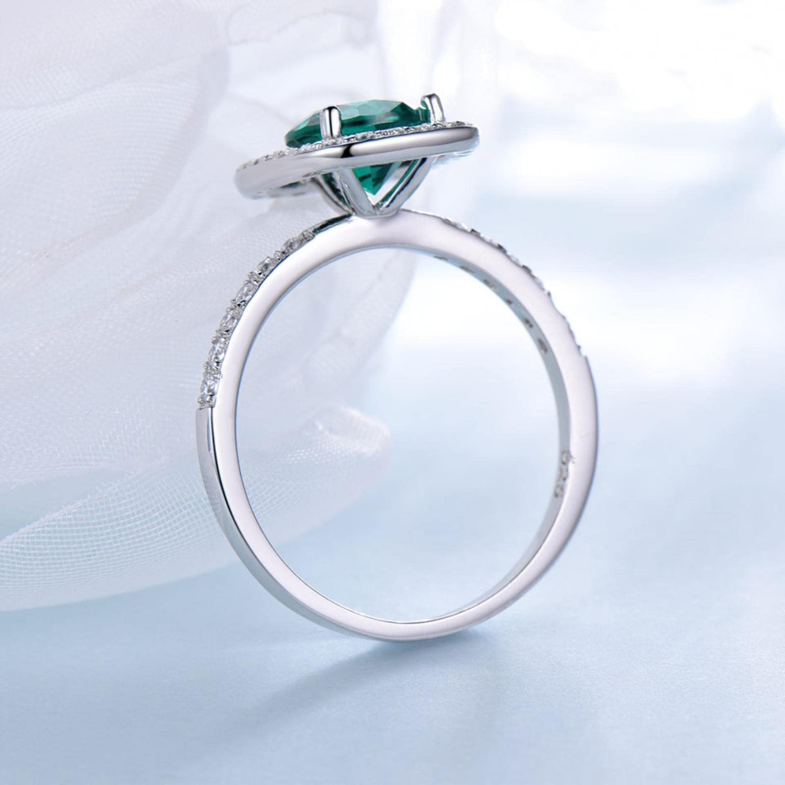 Real 925 Joyería De Plata Esterlina Creada Nano Esmeralda Anillos De Gota De Agua Mejores Regalos De Compromiso para Mujeres Joyería Fina