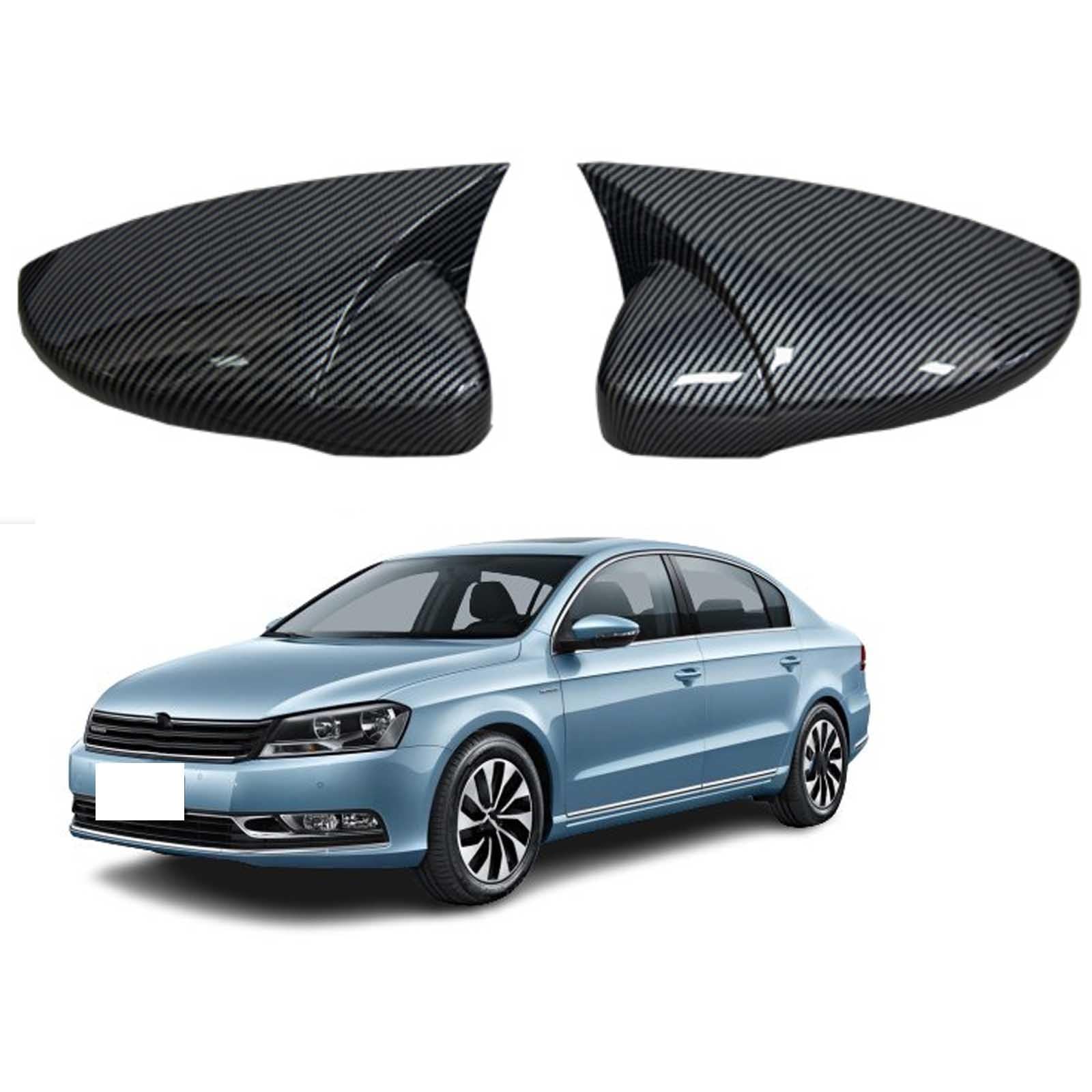 PAPEP Door Mirror Cover Caps for Volkswagen Magotan 2011-2016, Left Right Side Wing Rearview Mirror Cover Lid 2 Pieces Exterior Styling Accessory,Carbon fiber texture