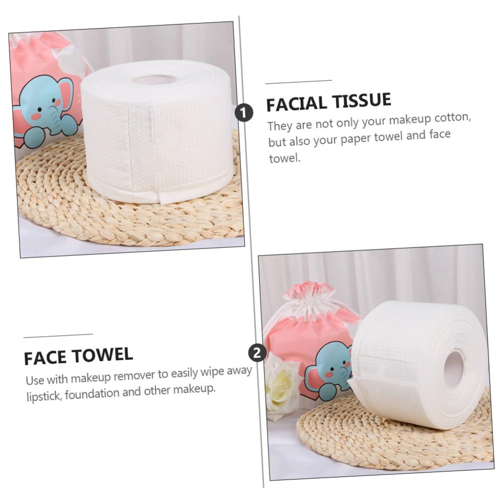 2 rollos Toallas Faciales Desechables de Algodón Paños Limpiadores Hipoalergénicos para Maquillaje y Limpieza Facial Seco y Húmedo Suaves y Gruesos Portátiles para Viajes y