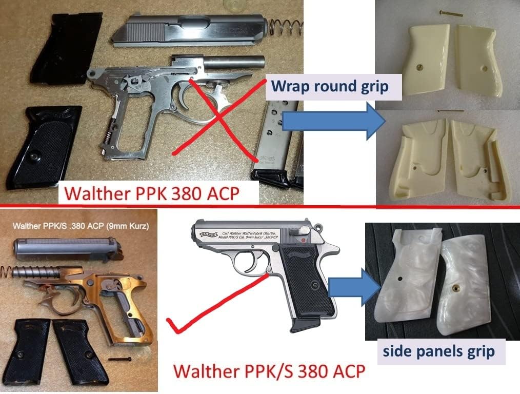 New! Grips Compatible with พalther PPK/S, PP, New PPK/S .22 LR, Flower Pattern Engraved, Praduak Wood, Handmade