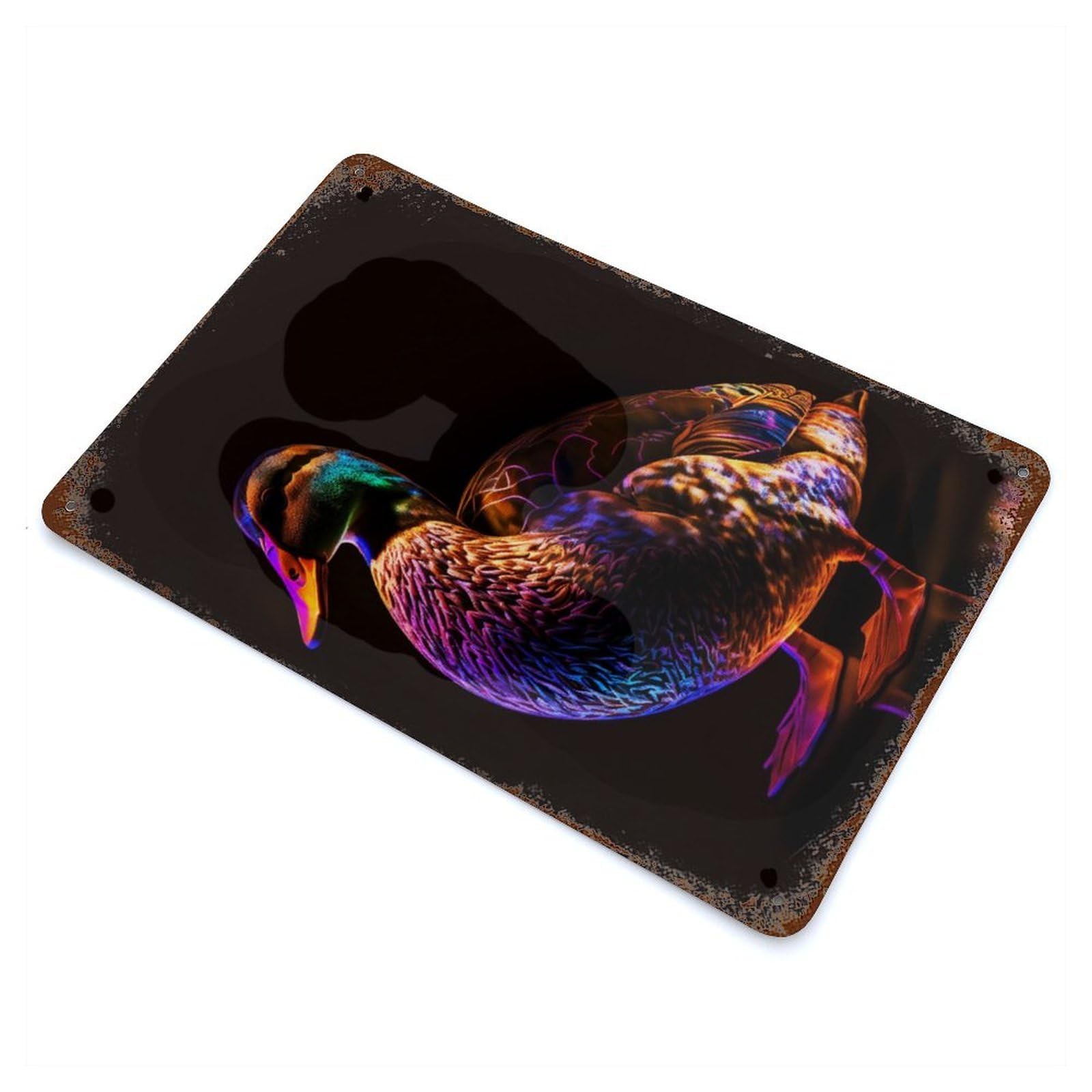 Neon Duck Retro Metal Sign 11.8"x7.9", Vintage Wall Decor for Garage, Pub Or Kitchen