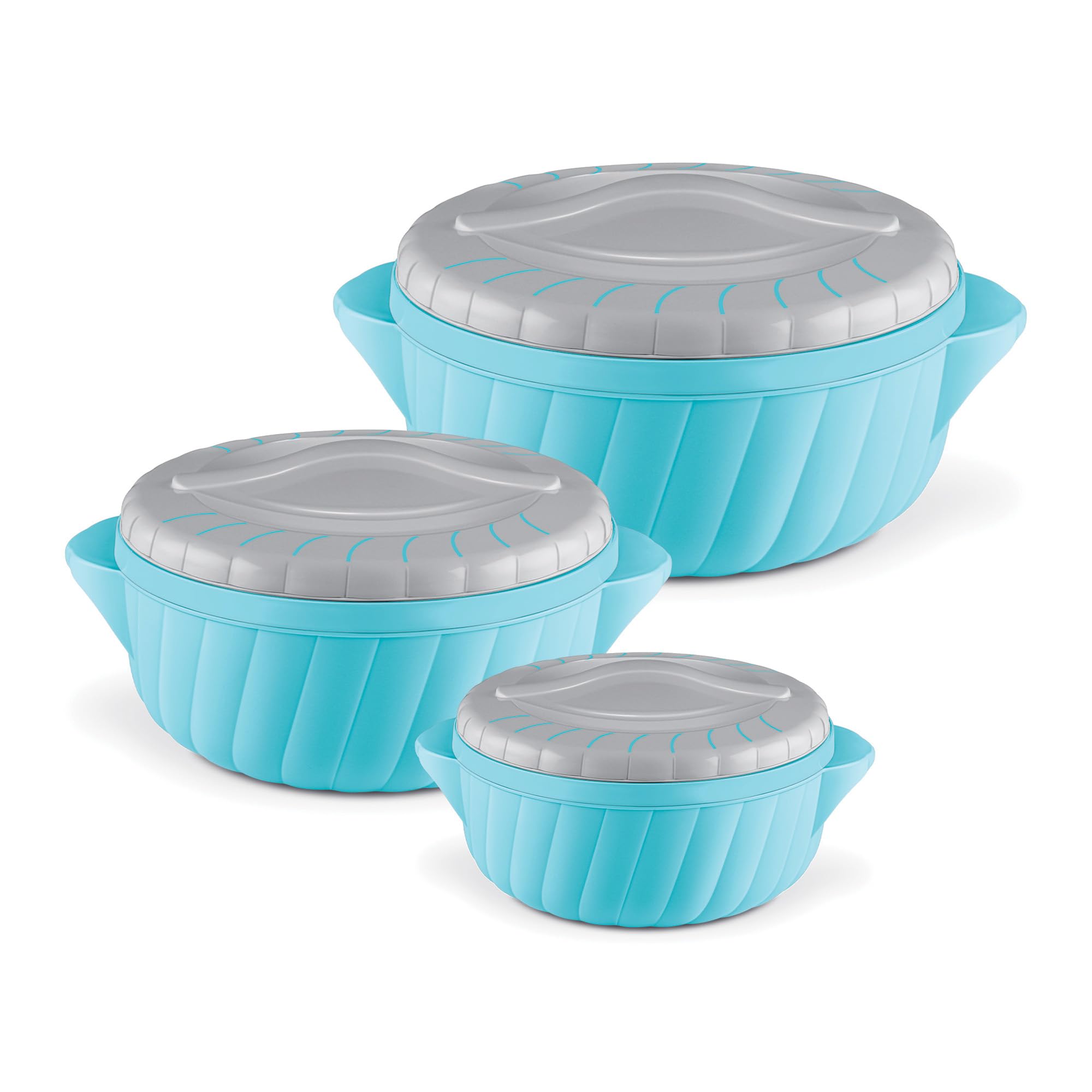 MILTON Flora Jr Set Insulated Inner Steel Casserole for Roti, 3 Pc (455ml,750ml & 1.25L) Hot Box for Kitchen, Hot Pot wi