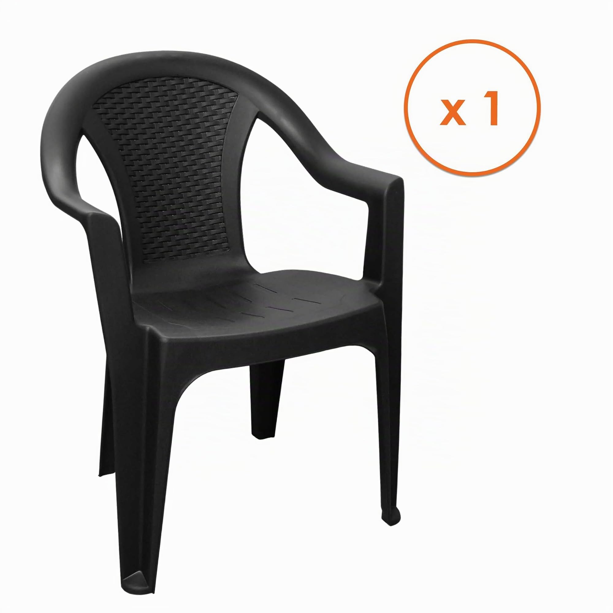Chaise de jardin empilable, plastique effet rotin - Chaise empilable en plastique - 2 couleurs au choix 1 Stück - anthrazit
