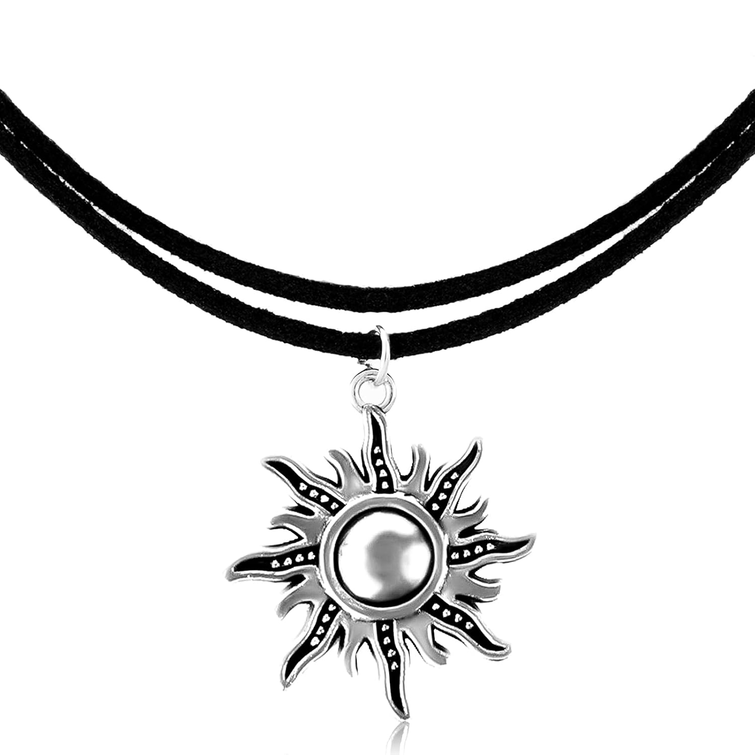 MJartoria Native American Bohemian Sun Charm Handmade PU Leather Choker Necklace MJartoria Native American Bohemian Sun Charm Handmade PU Leather Choker Necklace