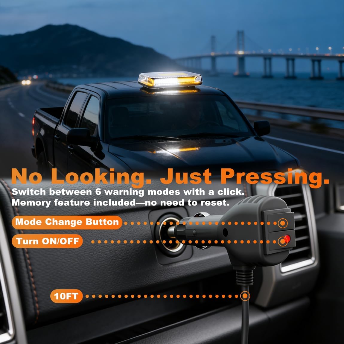 117 LED Strobe Lights for Trucks, Upgraded 20 Magnets & 2 Suction Cups Roof Top Emergency Light Bar, Amber Flashing Safety Beacon with 7 Modes, IP67 Waterproof for Snow Plow Vehicles Construction
