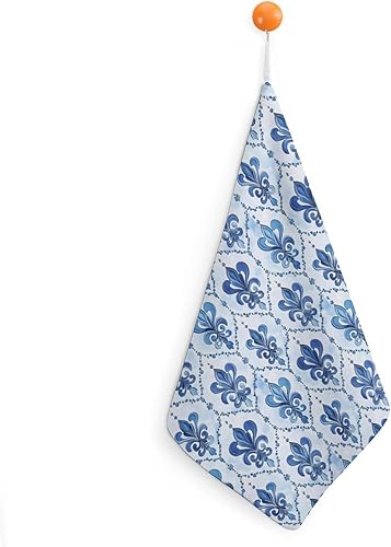 Decorative Hand Towels for Bathroom - Retro Blue Patterns Print Soft Absorbent Small Bath Hand Towels for Kitchen, Farmhouse, Spa, Hotel, Guest Tea