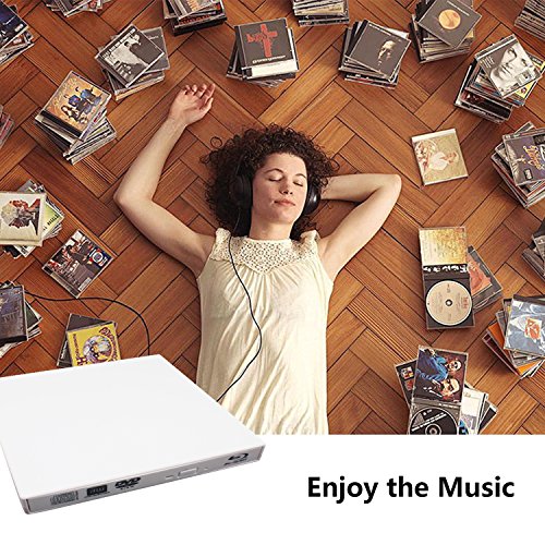 External Blu-ray DVD CD Drive USB 2.0 3D Blu-Ray Player Portable CD/DVD-ROM Burner BD-ROM for PC Compute Desktop Notebookr (White) - Thumbnail 4