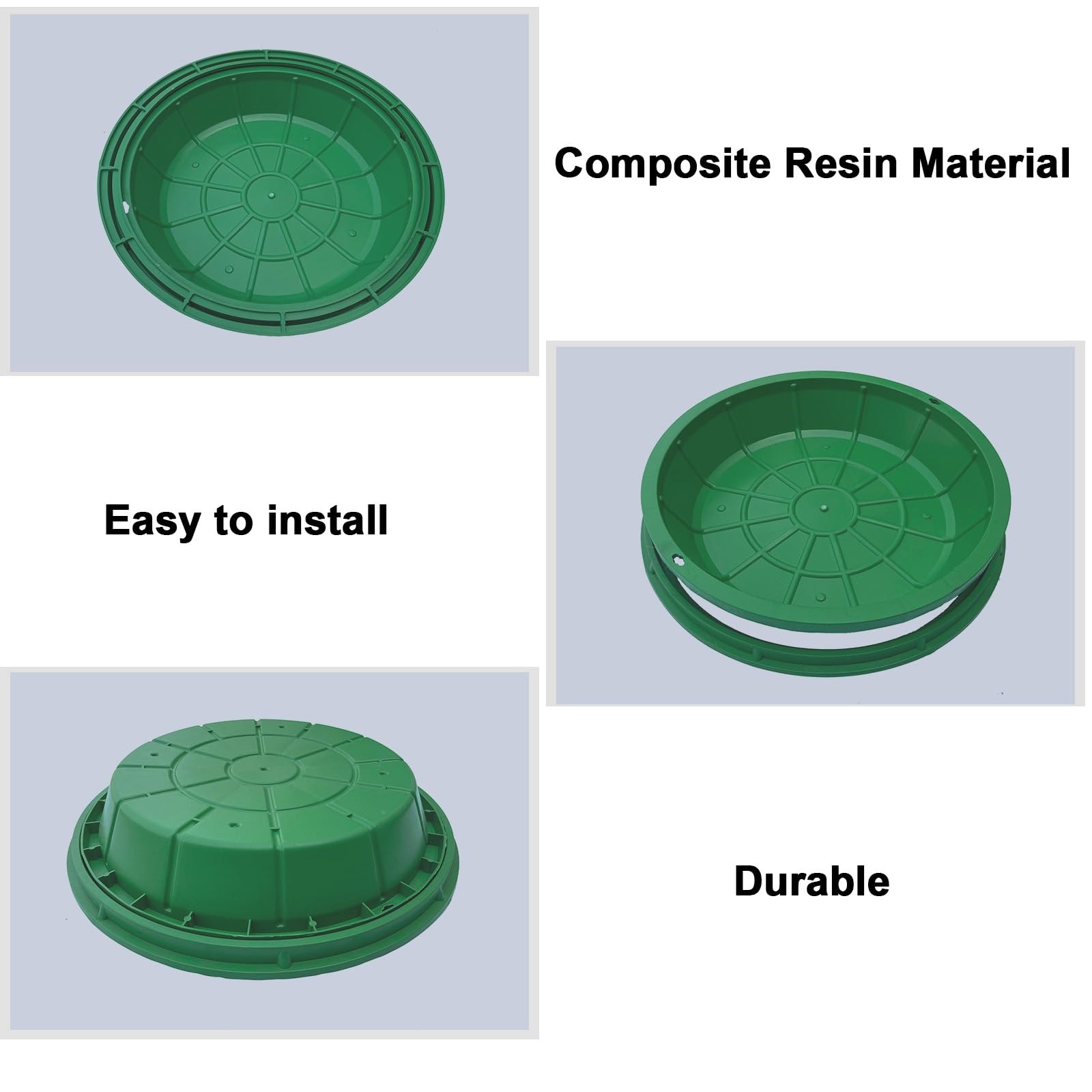 Arqueta Invisibles para Fosas Sépticas, Redondas Tapa para Alcantarilla con Marco, Cubierta para Césped Integrada, Material de Resina, para Zonas Verdes, Parques y Césped(60cm/23in)
