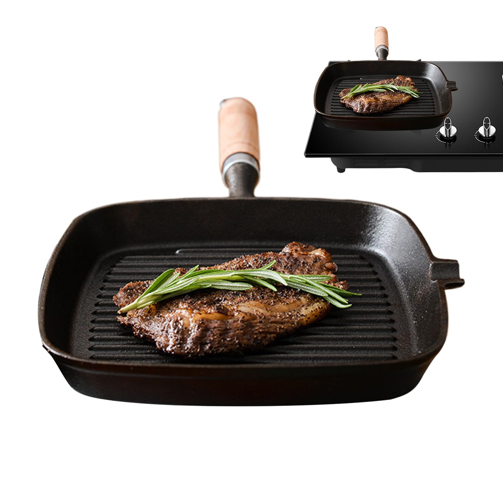 Padella Grill Padella Da Campeggio Con Manico In Legno | Accessorio Cucina Multifunzionale Portatile Resistente Al Calore Per Pancake Bacon Panino