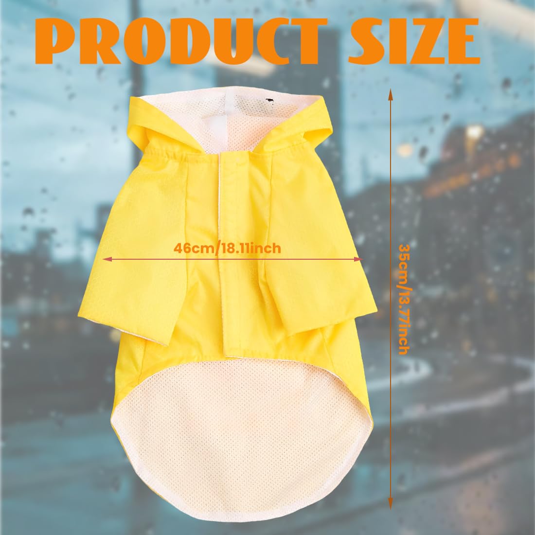 Manteau de Pluie pour ChienAvec un Chapeau,Vent,Avec des Bandes Réfléchissantes,Pour Chiens Moyens à Grands,Accessoires d’extérieur pour Animaux de Compagnie(L,Jaune)